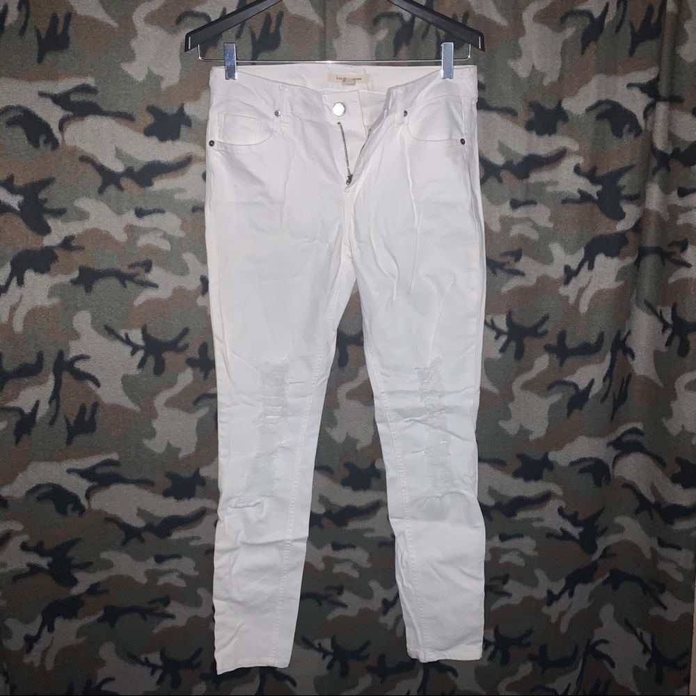 White ripped denim